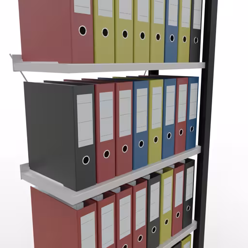 Abbildung Nr 11 des Artikels Anbauregal, Büro-Fachbodenregal Stecksystem MULTIplus85, 2000 x 750 x 300 mm (HxBxT), 6 Fachböden, Kreuzstrebe, mit Anschlagleiste, schwarz/lichtgrau aus der Produktgruppe Büroregale von der Marke Schulte Lagertechnik