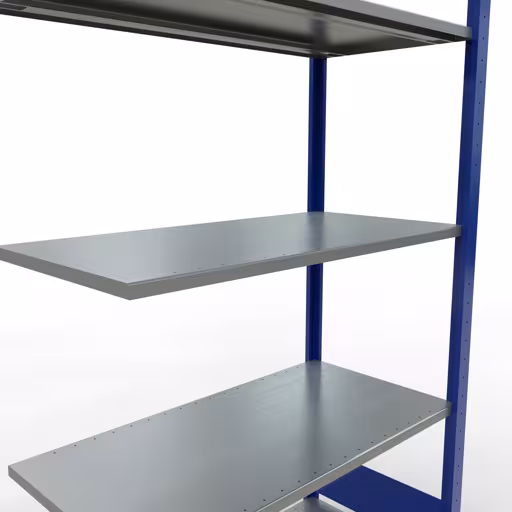 Abbildung Nr 12 des Artikels Anbauregal, Fachbodenregal Stecksystem MULTIplus85, 2000 x 1000 x 500 mm (HxBxT), 5 Fachböden, Längenriegel, RAL 5010 enzianblau aus der Produktgruppe Stecksystem von der Marke Schulte Lagertechnik