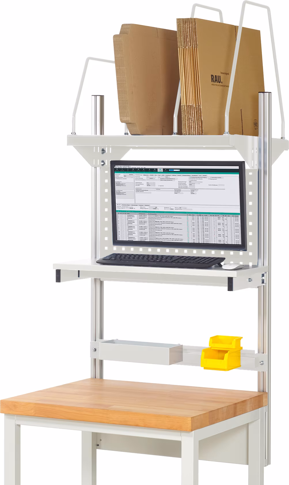 System-Aufbau - Komplettset 03, für Produktbreite 750 mm, RAL7035/RAL7035 von Rau System-Aufbau - Komplettset 03 aus der Kategorie Arbeitsplatzeinrichtung mit der Artikelnr. EE-BW-KS-03-0750.12