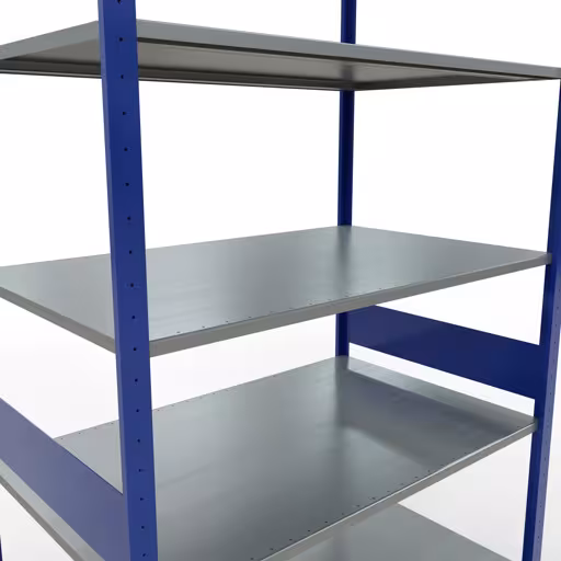 Produktbild Nr.15 des Artikels Grundregal, Fachbodenregal Stecksystem MULTIplus150, 3000 x 1300 x 800 mm (HxBxT), 7 Fachböden, Längenriegel, RAL 5010 enzianblau/verzinkt aus der Produktreihe Stecksystem von der Marke Schulte Lagertechnik