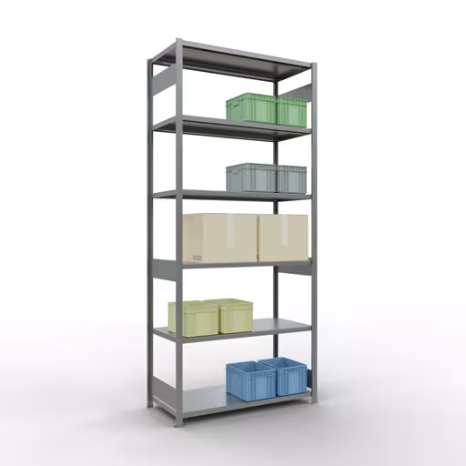 Abbildung Nr 13 des Artikels Grundregal, Fachbodenregal Stecksystem MULTIplus250, 3000 x 1300 x 600 mm (HxBxT), 7 Fachböden, Längenriegel, verzinkt aus der Produktgruppe Stecksystem von der Marke Schulte Lagertechnik