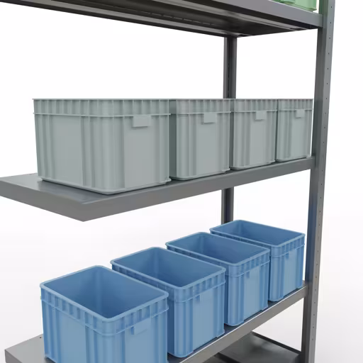 Produktbild Nr.15 des Artikels Anbauregal, Fachbodenregal Stecksystem MULTIplus250, 2000 x 1000 x 400 mm (HxBxT), 5 Fachböden, Längenriegel, verzinkt aus der Produktreihe Stecksystem von der Marke Schulte Lagertechnik