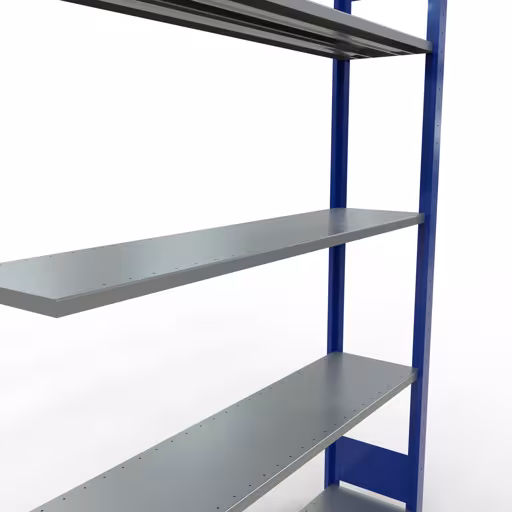 Produktbild Nr.6 des Artikels Anbauregal, Fachbodenregal Stecksystem MULTIplus150, 2000 x 1300 x 300 mm (HxBxT), 5 Fachböden, Längenriegel, RAL 5010 enzianblau/verzinkt aus der Produktreihe Stecksystem von der Marke Schulte Lagertechnik
