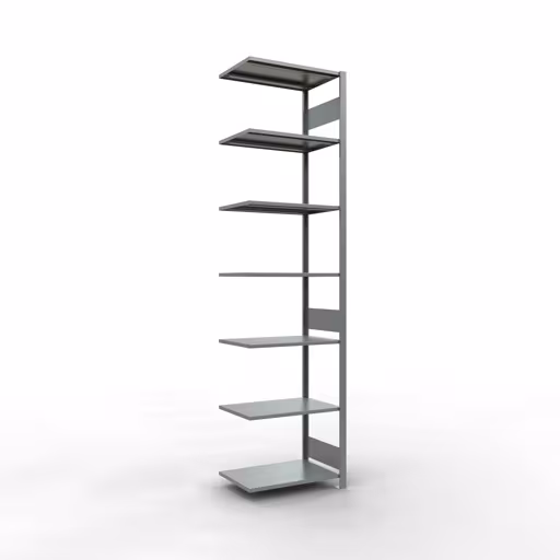 Anbauregal, Fachbodenregal Stecksystem MULTIplus150, 3000 x 750 x 500 mm (HxBxT), 7 Fachböden, Längenriegel, verzinkt aus der Kategorie Anbauregal mit der Artikelnummer 12757-75-LR