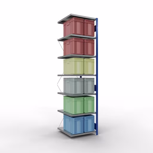 Abbildung Nr 12 des Artikels Anbauregal, Fachbodenregal Stecksystem MULTIplus250, 3000 x 750 x 800 mm (HxBxT), 7 Fachböden, Kreuzstrebe, RAL 5010 enzianblau/verzinkt/verzinkt aus der Produktgruppe Stecksystem von der Marke Schulte Lagertechnik
