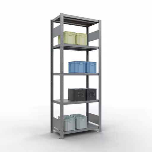 Abbildung Nr 10 des Artikels Grundregal, Fachbodenregal Stecksystem MULTIplus250, 2000 x 750 x 400 mm (HxBxT), 5 Fachböden, Längenriegel, verzinkt aus der Produktgruppe Stecksystem von der Marke Schulte Lagertechnik