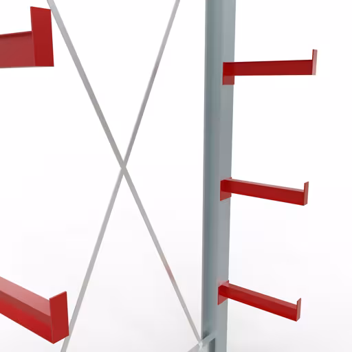 Abbildung Nr 12 des Artikels K 3000 Komplettregal, einseitig, 2500 x 1300 x 400 mm, RAL 7001 / RAL 3000, 5 Lagerebenen aus der Produktgruppe Kragarmregale von der Marke Schulte Lagertechnik