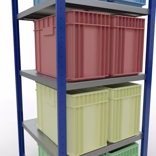 Abbildung Nr 13 des Artikels Grundregal, Fachbodenregal Stecksystem MULTIplus250, 2000 x 750 x 800 mm (HxBxT), 5 Fachböden, Längenriegel, RAL 5010 enzianblau/verzinkt/verzinkt aus der Produktgruppe Stecksystem von der Marke Schulte Lagertechnik