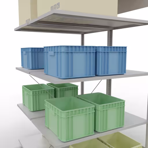 Produktbild Nr.8 des Artikels Anbauregal, Doppelregal, Fachbodenregal Stecksystem MULTIplus150, 2000 x 1000 x (2x600) mm (HxBxT), 2x5 Fachböden, Kreuzstrebe, RAL 7035 lichtgrau aus der Produktreihe Fachbodenregale von der Marke Schulte Lagertechnik