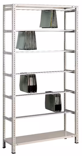 Grundregal, Schraub-Pendelhefterregal "Zippel", 2000 x 1000 x 350 mm (HxBxT), RAL 7035 lichtgrau, 6 Pendelstangen von Schulte Lagertechnik mit der Artikelnr. 30671-Z
