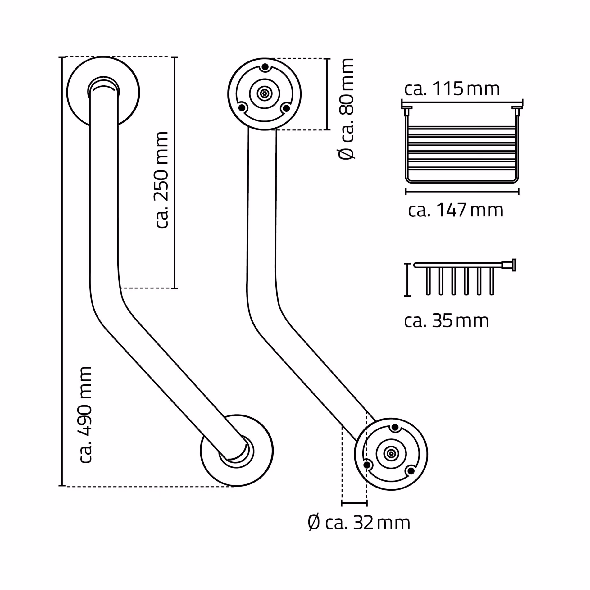 Zusatzbild des Artikels Winkel-Haltegriff Sam M, chromfarben glänzend, inkl. Ablagekorb, Edelstahl Zusatzbild des Artikels Winkel-Haltegriff Sam M, chromfarben glänzend, inkl. Ablagekorb, Edelstahl aus Haltegriffe