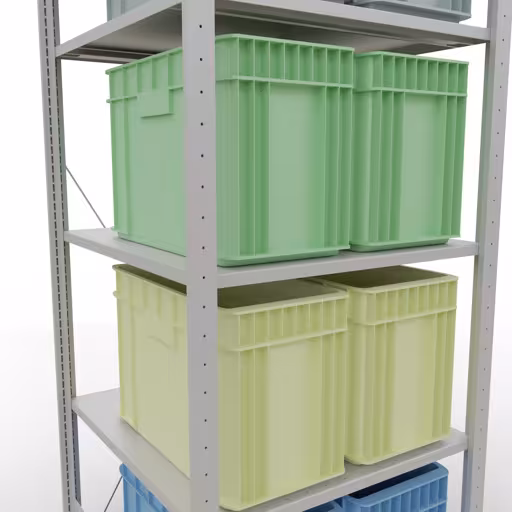 Produktbild Nr.11 des Artikels Grundregal, Fachbodenregal Stecksystem MULTIplus150, 2000 x 750 x 800 mm (HxBxT), 5 Fachböden, Kreuzstrebe, RAL 7035 lichtgrau aus der Produktreihe Stecksystem von der Marke Schulte Lagertechnik