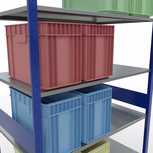 Grundregal, Fachbodenregal Stecksystem MULTIplus150, 3000 x 1300 x 800 mm (HxBxT), 7 Fachböden, Längenriegel, RAL 5010 enzianblau/verzinkt von der Marke Schulte Lagertechnik aus der Produktreihe Stecksystem