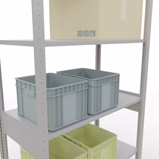 Grundregal, Fachbodenregal Stecksystem MULTIplus150, 2500 x 1000 x 500 mm (HxBxT), 6 Fachböden, Längenriegel, RAL 7035 lichtgrau von Schulte Lagertechnik mit der Artikelnr. 32651-LR