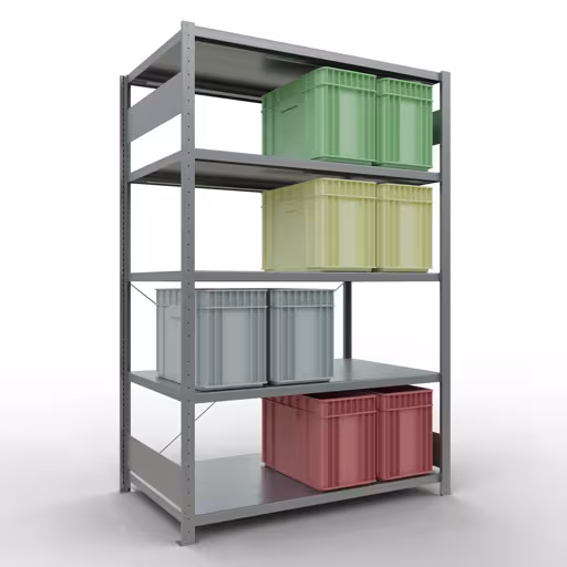 Produktbild Nr 12 des Artikels Stecksystem Grundregal 2000x1300x800 mm, Typ 250 kg, verzinkt Abbildung Nr 12 des Artikels Stecksystem Grundregal 2000x1300x800 mm, Typ 250 kg, verzinkt aus der Produktgruppe Stecksystem von der Marke Schulte Lagertechnik