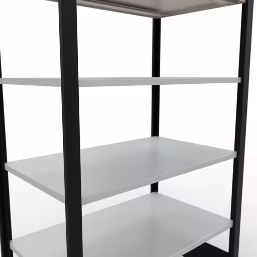 Grundregal, Büro-Fachbodenregal Stecksystem MULTIplus150, 2000 x 1000 x 600 mm (HxBxT), 6 Fachböden, Längenriegel, ohne Mittelanschlag, schwarz/lichtgrau von Schulte Lagertechnik aus der Kategorie Büroregale