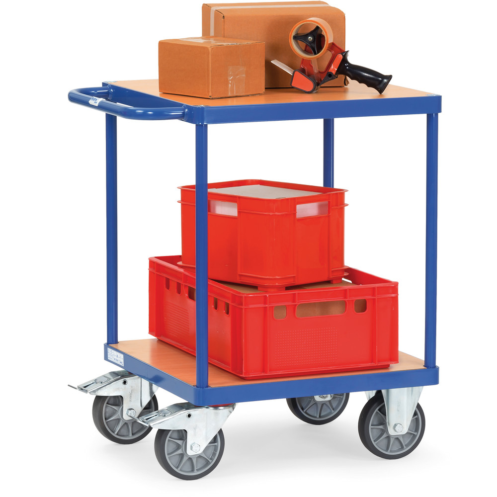 Tischwagen 2496  2 Lenk- und 2 Bockrollen mit TPE-Bereifung und Naben mit Rillenkugellager