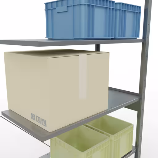 Zusatzbild des Artikels Anbauregal, Fachbodenregal Stecksystem MULTIplus85, 2500 x 1000 x 500 mm (HxBxT), 6 Fachböden, Kreuzstrebe, verzinkt aus Anbauregal