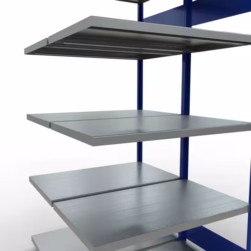 Produktbild Nr.7 des Artikels Anbauregal, Doppelregal, Fachbodenregal Stecksystem MULTIplus250, 2000 x 1000 x (2x600) mm (HxBxT), 2x5 Fachböden, Längenriegel, RAL 5010 enzianblau aus der Produktreihe Fachbodenregale von der Marke Schulte Lagertechnik
