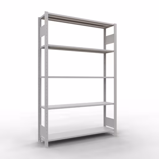 Grundregal, Fachbodenregal Stecksystem MULTIplus150, 2000 x 1300 x 300 mm (HxBxT), 5 Fachböden, Längenriegel, RAL 7035 lichtgrau aus der Kategorie Grundregal mit der Artikelnummer 32630-130-LR