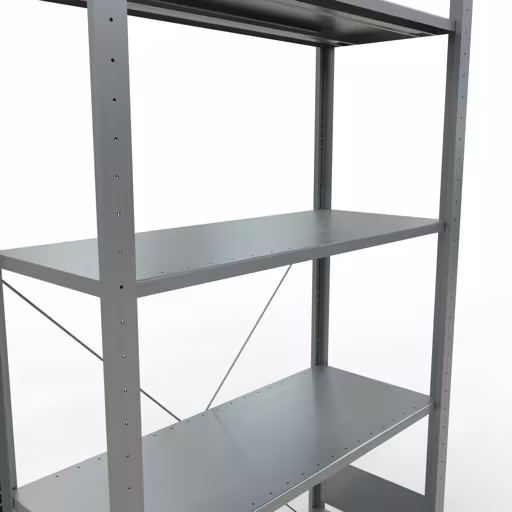 Grundregal, Fachbodenregal Stecksystem MULTIplus150, 2000 x 1000 x 400 mm (HxBxT), 5 Fachböden, Kreuzstrebe, verzinkt von Schulte Lagertechnik aus der Kategorie Stecksystem