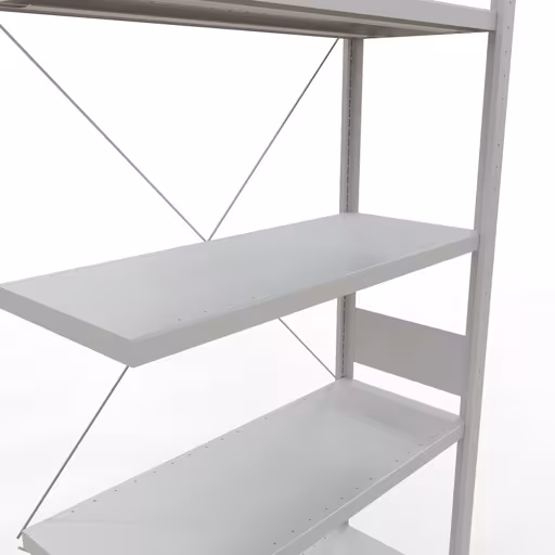 Produktbild Nr.15 des Artikels Anbauregal, Fachbodenregal Stecksystem MULTIplus250, 3000 x 1000 x 400 mm (HxBxT), 7 Fachböden, Kreuzstrebe, RAL 7035 lichtgrau aus der Produktreihe Stecksystem von der Marke Schulte Lagertechnik