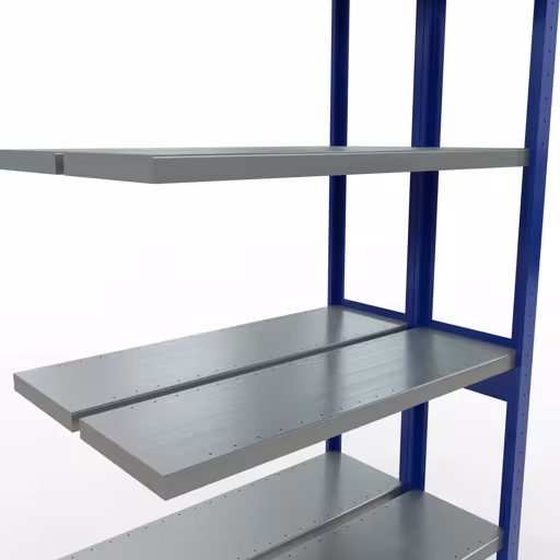 Anbauregal, Doppelregal, Fachbodenregal Stecksystem MULTIplus250, 2500 x 1000 x (2x300) mm (HxBxT), 2x6 Fachböden, Längenriegel, RAL 5010 enzianblau von Schulte Lagertechnik aus der Kategorie Fachbodenregale
