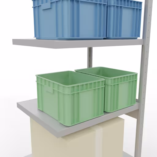 Anbauregal, Fachbodenregal Stecksystem MULTIplus250, 2500 x 750 x 600 mm (HxBxT), 6 Fachböden, Längenriegel, RAL 7035 lichtgrau von Schulte Lagertechnik aus der Kategorie Stecksystem