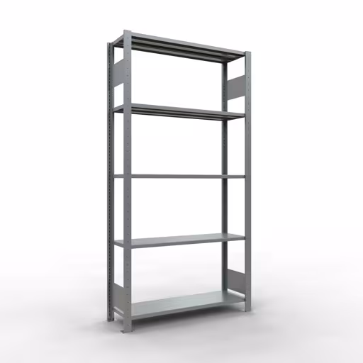 Grundregal, Fachbodenregal Stecksystem MULTIplus150, 2000 x 1000 x 300 mm (HxBxT), 5 Fachböden, Längenriegel, verzinkt aus der Kategorie Grundregal mit der Artikelnummer 12730-LR