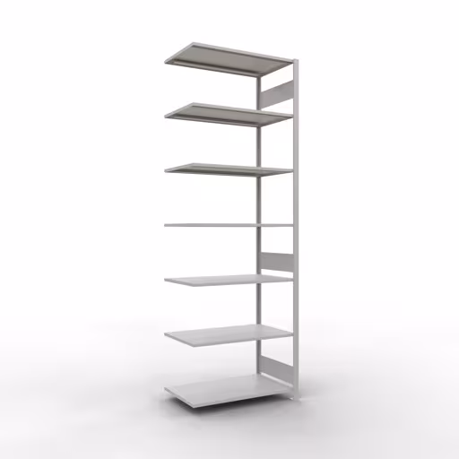 Anbauregal, Fachbodenregal Stecksystem MULTIplus150, 3000 x 1000 x 600 mm (HxBxT), 7 Fachböden, Längenriegel, RAL 7035 lichtgrau von Schulte Lagertechnik mit der Artikelnr. 32667-LR