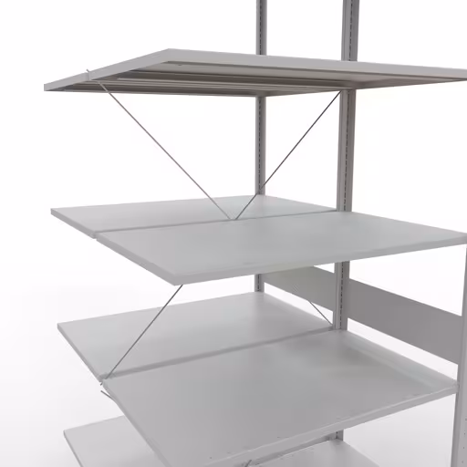 Anbauregal, Doppelregal, Fachbodenregal Stecksystem MULTIplus150, 3000 x 1000 x (2x1200) mm (HxBxT), 2x7 Fachböden, Kreuzstrebe, RAL 7035 lichtgrau mit der Artikelnr. 32767 Anbauregal, Doppelregal, Fachbodenregal Stecksystem MULTIplus150, 3000 x 1000 x (2x1200) mm (HxBxT), 2x7 Fachböden, Kreuzstrebe, RAL 7035 lichtgrau von Schulte Lagertechnik aus der Kategorie Fachbodenregale