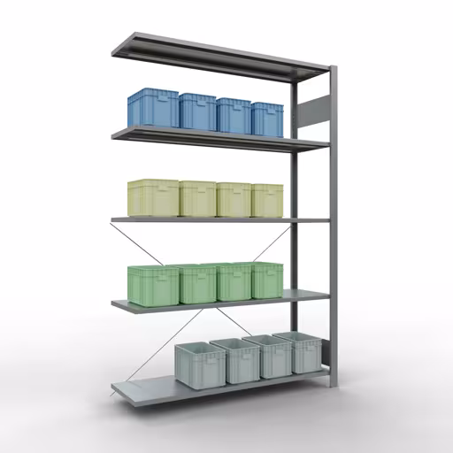 Stecksystem Anbauregal 2000x1300x400 mm, Typ 150 kg, verzinkt mit der Artikelnr. 12745-130 Stecksystem Anbauregal 2000x1300x400 mm, Typ 150 kg, verzinkt von Schulte Lagertechnik aus der Kategorie Stecksystem