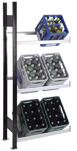 Anbauregal, Getränkekistenregal 1800 x 750 x 300 mm (HxBxT), schwarz/silber, 3 Ebenen für 6 Getränkekisten aus der Kategorie Getränkelagerung mit der Artikelnummer 37003-S