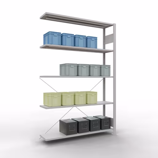 Zusatzbild des Artikels Stecksystem Anbauregal 2000x1300x300 mm, Typ 150 kg, lichtgrau Zusatzbild des Artikels Stecksystem Anbauregal 2000x1300x300 mm, Typ 150 kg, lichtgrau aus Anbauregal