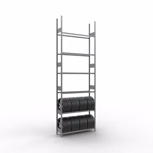 Abbildung Nr 12 des Artikels Grundregal, Räder-/Reifenregal, 4500 x 1500 x 400 mm, verzinkt, 6 Lagerebenen á 150 kg Fachlast pro Ebene aus der Produktgruppe Fachbodenregale von der Marke Schulte Lagertechnik