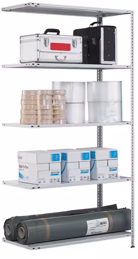 Grundregal, Fachbodenregal Schraubsystem MULTIplus250, 2000 x 1000 x 500 mm (HxBxT), RAL 7035 lichtgrau, 5 Fachböden von der Marke Schulte Lagertechnik Grundregal, Fachbodenregal Schraubsystem MULTIplus250, 2000 x 1000 x 500 mm (HxBxT), RAL 7035 lichtgrau, 5 Fachböden aus der Kategorie Grundregal mit der Artikelnummer 30850