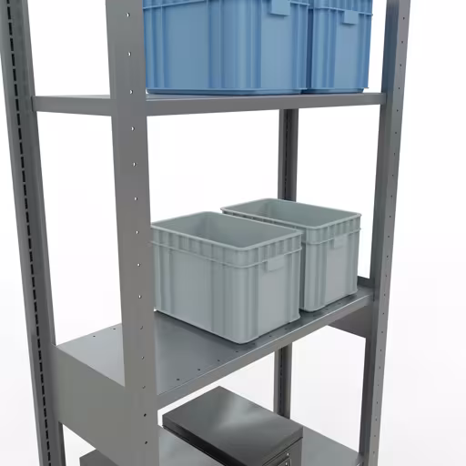 Produktbild Nr.13 des Artikels Grundregal, Fachbodenregal Stecksystem MULTIplus150, 2500 x 750 x 300 mm (HxBxT), 6 Fachböden, Längenriegel, verzinkt aus der Produktreihe Stecksystem von der Marke Schulte Lagertechnik