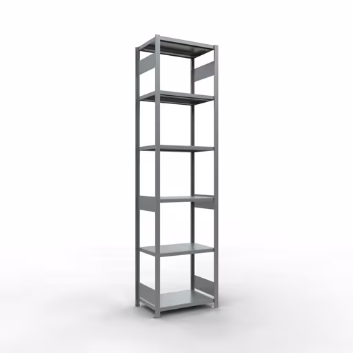 Grundregal, Fachbodenregal Stecksystem MULTIplus250, 3000 x 750 x 500 mm (HxBxT), 7 Fachböden, Längenriegel, verzinkt aus der Kategorie Grundregal mit der Artikelnummer 12952-75-LR