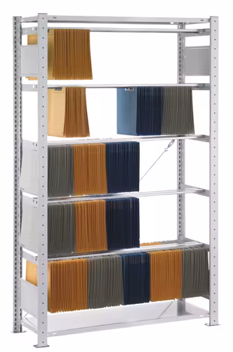 Grundregal, Steck-Pendelhefterregal "Elba/Leitz", 1800 x 750 x 350 mm (HxBxT), RAL 7035 lichtgrau, 5 Pendelstangen von der Marke Schulte Lagertechnik Grundregal, Steck-Pendelhefterregal "Elba/Leitz", 1800 x 750 x 350 mm (HxBxT), RAL 7035 lichtgrau, 5 Pendelstangen aus der Kategorie Pendelhefterregale mit der Artikelnummer 30610-N-75