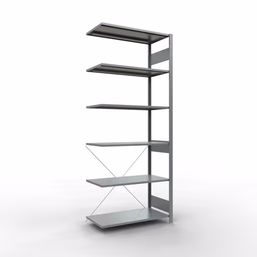 Abbildung Nr 11 des Artikels Anbauregal, Fachbodenregal Stecksystem MULTIplus85, 2500 x 1000 x 500 mm (HxBxT), 6 Fachböden, Kreuzstrebe, verzinkt aus der Produktgruppe Stecksystem von der Marke Schulte Lagertechnik
