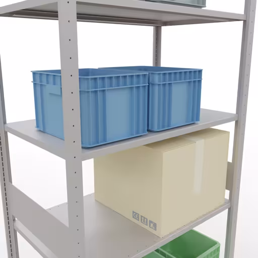 Grundregal, Fachbodenregal Stecksystem MULTIplus150, 3000 x 1000 x 600 mm (HxBxT), 7 Fachböden, Längenriegel, RAL 7035 lichtgrau von Schulte Lagertechnik mit der Artikelnr. 32662-LR