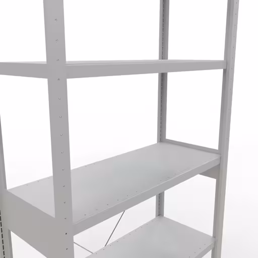 Abbildung Nr 12 des Artikels Grundregal, Fachbodenregal Stecksystem MULTIplus330, 2500 x 1000 x 400 mm (HxBxT), 6 Fachböden, Kreuzstrebe, RAL 7035 lichtgrau aus der Produktgruppe Stecksystem von der Marke Schulte Lagertechnik