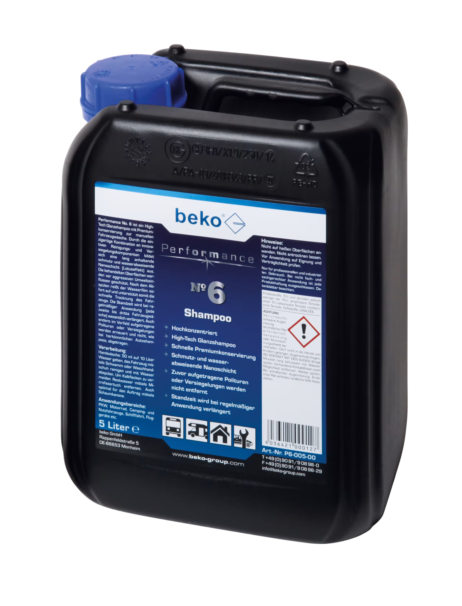 Performance No. 6 Shampoo 5 l Kanister von Beko Performance No. 6 Shampoo 5 l Kanister aus der Kategorie KFZ Pflegemittel mit der Artikelnr. P6-005-00