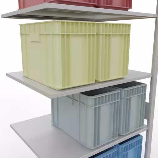 Anbauregal, Fachbodenregal Stecksystem MULTIplus150, 3000 x 1000 x 800 mm (HxBxT), 7 Fachböden, Längenriegel, RAL 7035 lichtgrau von der Marke Schulte Lagertechnik aus der Produktreihe Stecksystem