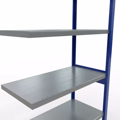 Abbildung Nr 11 des Artikels Anbauregal, Fachbodenregal Stecksystem MULTIplus330, 2500 x 1000 x 500 mm (HxBxT), 6 Fachböden, Längenriegel, RAL 5010 enzianblau/verzinkt aus der Produktgruppe Stecksystem von der Marke Schulte Lagertechnik