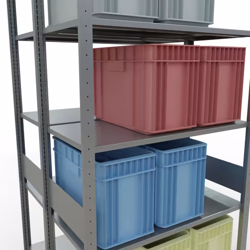 Abbildung Nr 15 des Artikels Grundregal, Doppelregal, Fachbodenregal Stecksystem MULTIplus150, 3000 x 1000 x (2x500) mm (HxBxT), 2x7 Fachböden, Längenriegel, verzinkt aus der Produktgruppe Fachbodenregale von der Marke Schulte Lagertechnik