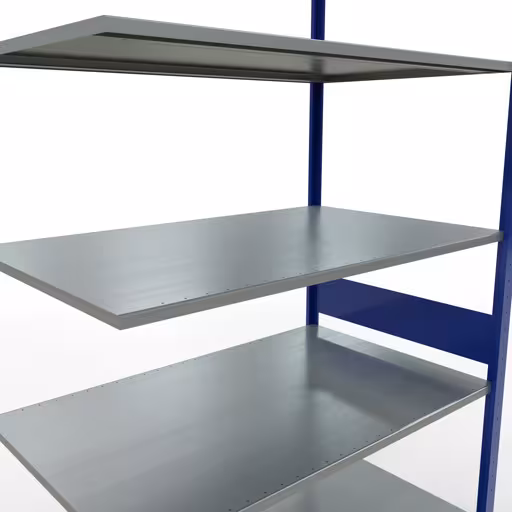 Zusatzbild des Artikels Anbauregal, Fachbodenregal Stecksystem MULTIplus150, 3000 x 1300 x 800 mm (HxBxT), 7 Fachböden, Längenriegel, RAL 5010 enzianblau/verzinkt aus Anbauregal