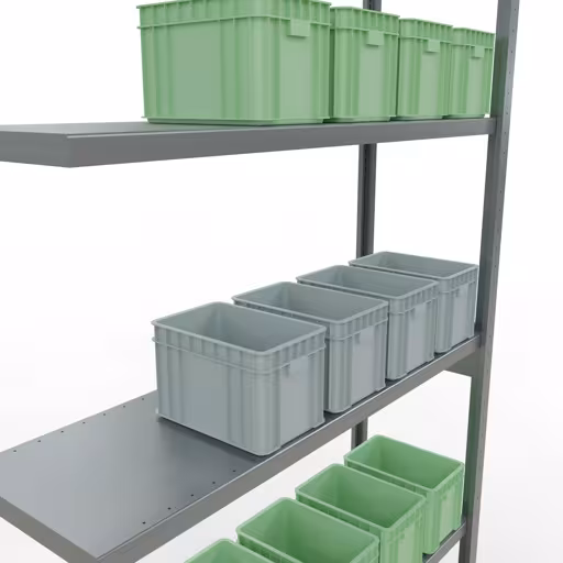 Abbildung Nr 13 des Artikels Anbauregal, Fachbodenregal Stecksystem MULTIplus250, 3000 x 1300 x 400 mm (HxBxT), 7 Fachböden, Längenriegel, verzinkt aus der Produktgruppe Stecksystem von der Marke Schulte Lagertechnik