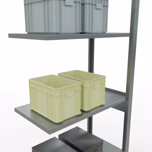 Anbauregal, Fachbodenregal Stecksystem MULTIplus150, 2500 x 750 x 400 mm (HxBxT), 6 Fachböden, Längenriegel, verzinkt von Schulte Lagertechnik mit der Artikelnr. 12746-75-LR