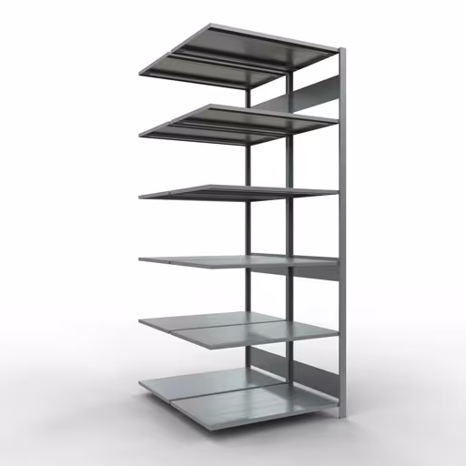 Anbauregal, Doppelregal, Fachbodenregal Stecksystem MULTIplus150, 2500 x 1000 x (2x600) mm (HxBxT), 2x6 Fachböden, Längenriegel, verzinkt aus der Kategorie Doppelregale mit der Artikelnummer 17866